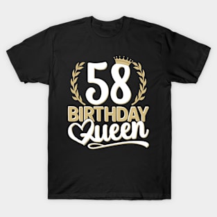 58th Birthday For Her | 58 Years Old, Birthday Queen 58 T-Shirt